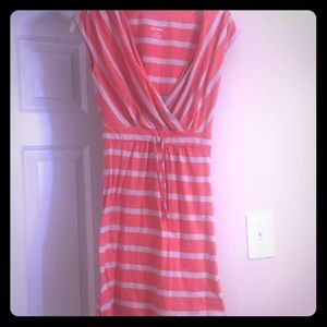 Old Navy coral and grey striped beach cover up